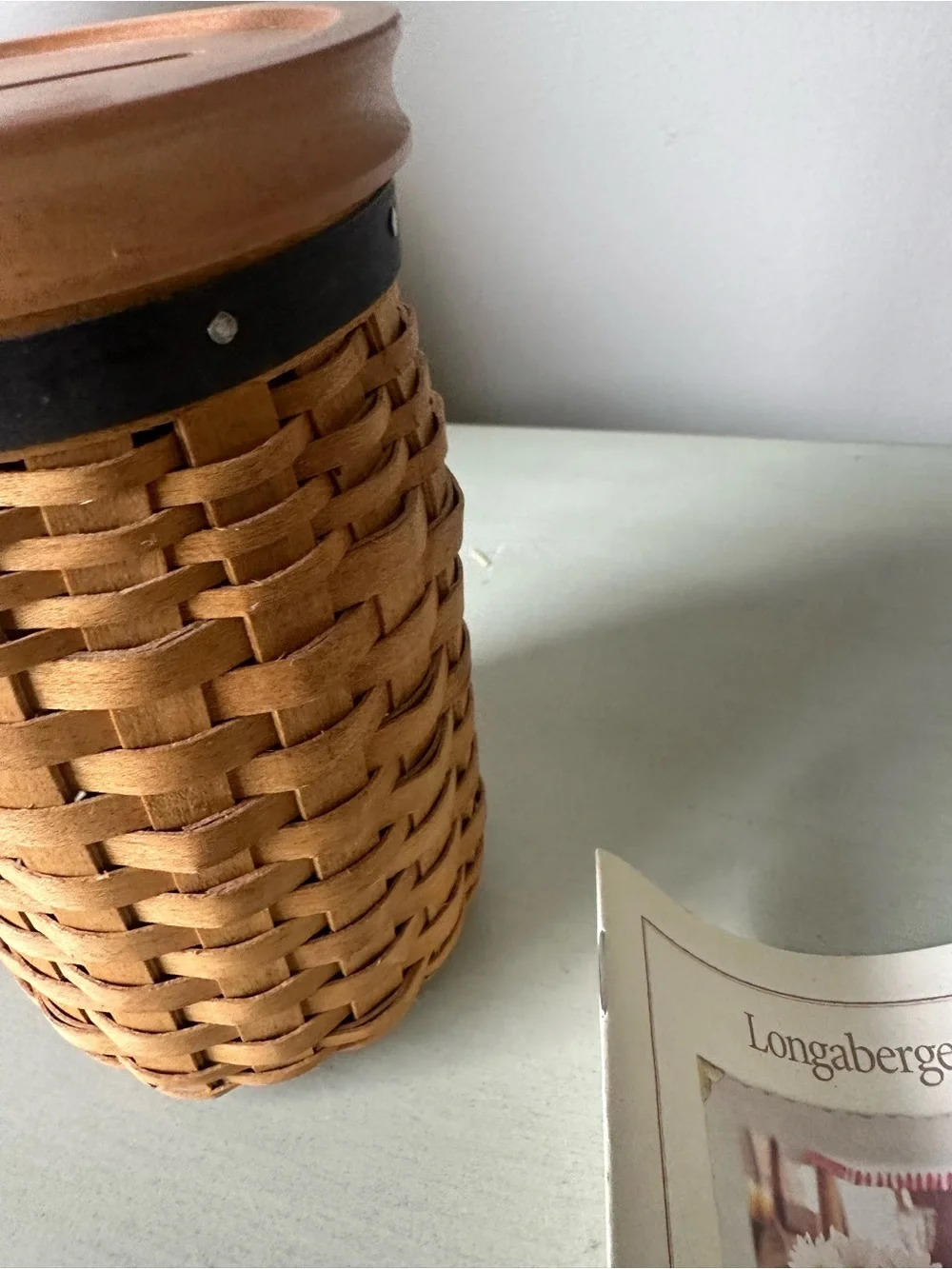 Vintage longaberger blue ribbon coin bank basket